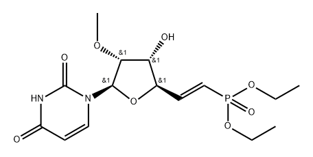 1-[(5E)-5,6-Dideoxy-6-(diethoxyphosphinyl)-2-O-methyl-β-D-ribo-hex-5-enofuranosyl]uracil Structure