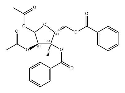 1,2-Di-O-acetyl-3,5-di-O-benzoyl-3-beta-C-methyl-D-ribofuranose Structure