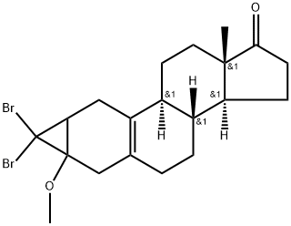 3H-Cycloprop2,3estra-2,5(10)-dien-17-one, 3,3-dibromo-2,3-dihydro-3-methoxy- Structure