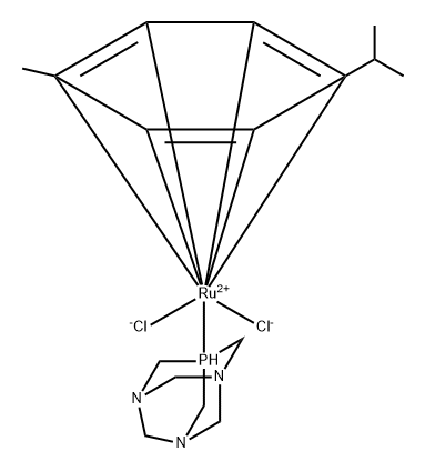 Ruthenium, dichloro[(1,2,3,4,5,6-η)-1-methyl-4-(1-methylethyl)benzene](1,3,5-triaza-7-phosphatricyclo[3.3.1.13,7]decane-κP7)- Structure