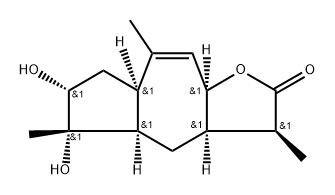 (3S)-3aα,4,4aα,5,6,7,7aα,9aα-Octahydro-5α,6α-dihydroxy-3β,5,8-trimethylazuleno[6,5-b]furan-2(3H)-one Struktur