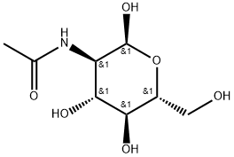 (1S)-2-(アセチルアミノ)-2-デオキシ-D-グルコピラノース 化学構造式