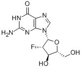 9-(2-デオキシ-2-フルオロアラビノフラノシル)グアニン 化学構造式
