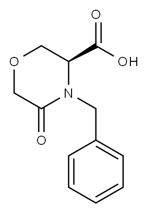 (3S)-4-Benzyl-5-oxomorpholine-3-carboxylic acid Structure