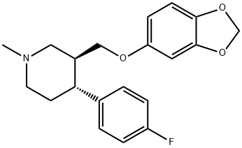 (3S,4R)-3-[[(1,3-ベンゾジオキソール-5-イル)オキシ]メチル]-4α-(4-フルオロフェニル)-1-メチルピペリジン 化学構造式