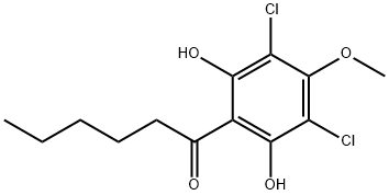 1-((3,5-dichloro)-2,6-dihydroxy-4-methoxyphenyl)-1-hexanone Struktur