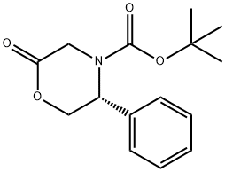 (5R)-N-(TERT-BUTOXYCARBONYL)-3,4,5,6-TETRAHYDRO-5-PHENYL-4(H)-1,4-OXAZIN-2-ONE Struktur