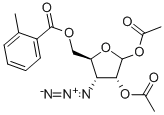 1,2-ジ-O-アセチル-3-アジド-3-デオキシ-5-O-(P-トルオイル)-D-リボフラノース 化学構造式
