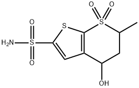 5,6-二氢-4-羟基-6-甲基-4H-噻吩并[2,3-b]噻喃-2-磺酰胺 7,7-二氧化物, 120279-26-7, 结构式