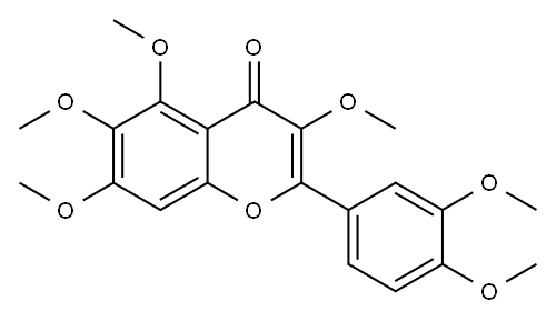 2-(3,4-ジメトキシフェニル)-3,5,6,7-テトラメトキシ-4H-1-ベンゾピラン-4-オン 化学構造式