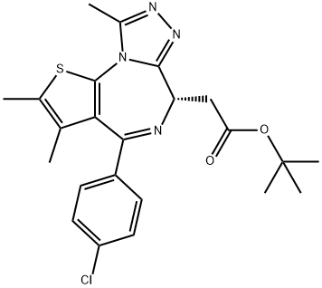 (S)-(+)-2-(4-(4-氯苯基)-2,3,9-三甲基-6H-噻吩并[3,2-F][1,2,4]三唑并[4,3-A][1,4]二氮杂卓-6-基)乙酸叔丁酯, 1268524-70-4, 结构式