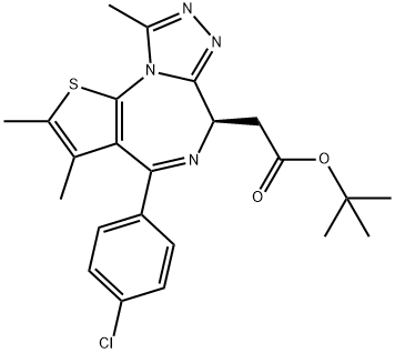 (R)-(-)2-(4-(4-氯苯基)-2,3,9-三甲基-6H-噻吩并[3,2-F][1,2,4]三唑并[4,3-A][1,4]二氮杂环庚烷-6-基)乙酸叔丁酯, 1268524-71-5, 结构式