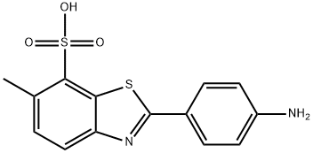 2-(p-アミノフェニル)-6-メチル-7-ベンゾチアゾールスルホン酸 化学構造式