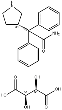 3-(S)-(+)-(1-Carbamoyl-1,1-diphenylmethyl)pyrroloidine-L-(+)-tartarate Structure