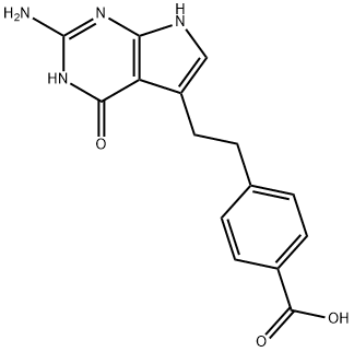 4-[2-(2-氨基-4,7-二氢-4-氧代-3H-吡咯并[2,3]嘧啶-5-基)乙基]苯甲酸, 137281-39-1, 结构式