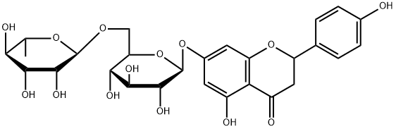 (S)-5-ヒドロキシ-2,3-ジヒドロ-7-[[6-O-(6-デオキシ-α-L-マンノピラノシル)-β-D-グルコピラノシル]オキシ]-2-(4-ヒドロキシフェニル)-4H-1-ベンゾピラン-4-オン 化学構造式
