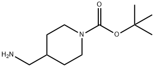 4-(アミノメチル)-1-tert-ブトキシカルボニルピペリジン 化学構造式