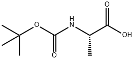 N-(tert-ブトキシカルボニル)-L-アラニン 化学構造式
