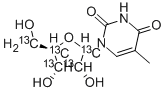 5-メチルウリジン-1',2',3',4',5'-13C5 化学構造式