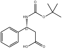 (R)-3-(BOC-アミノ)-3-フェニルプロピオン酸 化学構造式