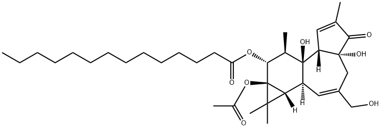 13-酢酸12-ミリスチン酸ホルボール 化学構造式