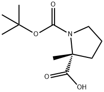 1-叔丁氧羰基-(R)-2-甲基吡咯烷-2-羧酸, 166170-15-6, 结构式