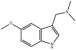 3-(ジメチルアミノメチル)-5-メトキシ-1H-インドール 化学構造式