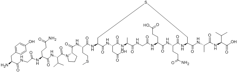 D-Arg-L-Arg-L-Pro-L-t4Hyp-Gly-L-Thi-L-Ser-2-(インダン-2-イル)-D-Gly-L-Oic-L-Arg-OH 化学構造式