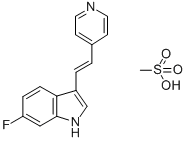6-フルオロ-3-[(E)-2-(4-ピリジル)ビニル]-1H-インドール 化学構造式