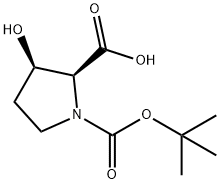 (2S,3R)-3-羟基-1,2-吡咯烷二甲酸 1-叔丁酯 结构式