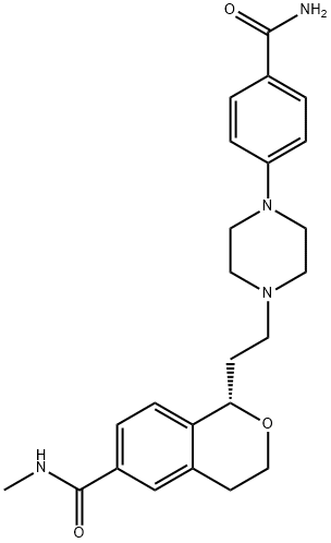 (1S)-1-[2-[4-[4-(AMINOCARBONYL)PHENYL]-1-PIPERAZINYL]ETHYL]-3,4-DIHYDRO-N-METHYL-1H-2-BENZOPYRAN-6-CARBOXAMIDE Structure