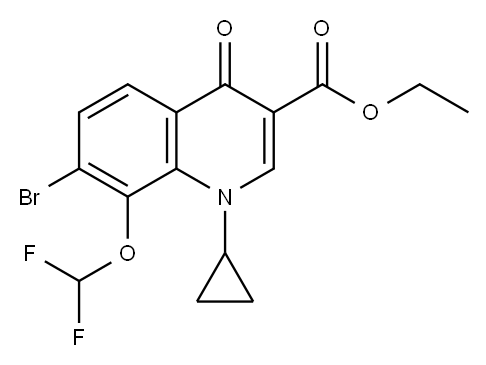 7-溴-1-环丙基-8-二氟甲氧基-1,4-二氢-4-氧代喹啉-3-羧酸乙酯, 194805-07-7, 结构式