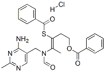 S-[2-[[(4-amino-2-methylpyrimidin-5-yl)methyl]formylamino]-1-[2-(benzoyloxy)ethyl]prop-1-en-1-yl] benzenecarbothioate monohydrochloride Structure