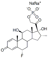 Pregna-1,4-diene-3,20-dione, 6-fluoro-11,17-dihydroxy-16-methyl-21-(phosphonooxy)-, disodium salt, (6alpha,11beta,16alpha)- Structure