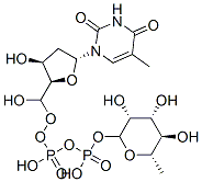 [hydroxy-[[(2R,3S,5R)-3-hydroxy-5-(5-methyl-2,4-dioxopyrimidin-1-yl)oxolan-2-yl]methoxy]phosphoryl] [(3R,4R,5R,6S)-3,4,5-trihydroxy-6-methyloxan-2-yl] hydrogen phosphate Structure