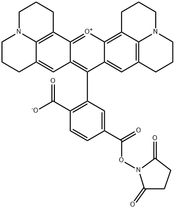 6-羧基-X-罗丹明琥珀酰亚胺酯, 216699-36-4, 结构式