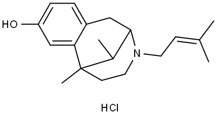 1,2,3,4,5,6-hexahydro-6,11-dimethyl-3-(3-methylbut-2-enyl)-2,6-methano-3-benzazocin-8-ol hydrochloride Structure