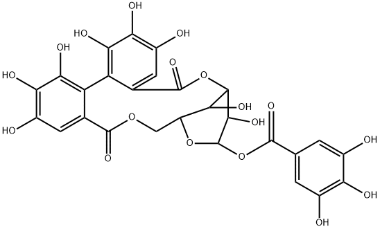 3,4,5-トリヒドロキシ安息香酸3-O,6-O-[(4,4',5,5',6,6'-ヘキサヒドロキシ-1,1'-ビフェニル-2,2'-ジイル)ビスカルボニル]-β-D-グルコピラノシル 化学構造式