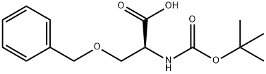 N-(tert-ブトキシカルボニル)-O-ベンジル-L-セリン 化学構造式