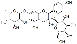 (2S,3R,4S,5R,6R)-2-[3,5-dihydroxy-2-(4-hydroxyphenyl)-7-[(2S,3R,4R,5S, 6S)-3,4,5-trihydroxy-6-methyl-oxan-2-yl]oxy-chroman-3-yl]oxy-6-(hydrox ymethyl)oxane-3,4,5-triol Structure