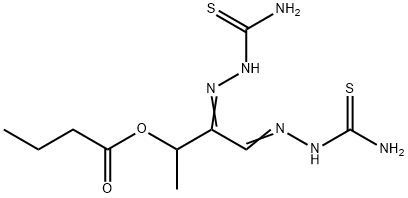 3,4-bis(carbamothioylhydrazinylidene)butan-2-yl butanoate Structure
