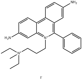 3,8-ジアミノ-5-[3-(ジエチルメチルアミニオ)プロピル]-6-フェニルフェナントリジン-5-イウム·ヨージド 化学構造式