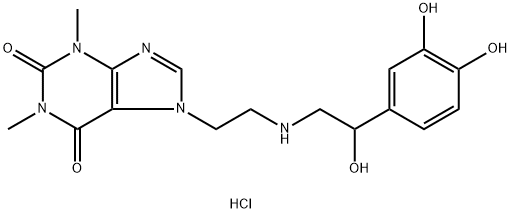 7-[2-[[2-(3,4-dihydroxyphenyl)-2-hydroxyethyl]amino]ethyl]-3,7-dihydro-1,3-dimethyl-1H-purine-2,6-dione monohydrochloride Structure