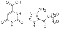 1,2,3,6-テトラヒドロ-2,6-ジオキソ-4-ピリミジンカルボン酸・5-アミノ-1H-イミダゾール-4-カルボアミド 化学構造式