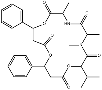 3,6,7-Trimethyl-9-(1-methylethyl)-13,17-diphenyl-1,10,14-trioxa-4,7-diazacyploheptadecane-2,5,8,11,15-pentone Structure