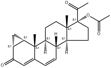 酢酸17-ヒドロキシ-1A,2A-メチレンプレグナ-4,6-ジエン-3,20-ジオン 化学構造式