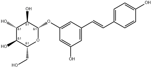 (E)-5-β-D-グルコピラノシルオキシ-3,4'-スチルベンジオール 化学構造式