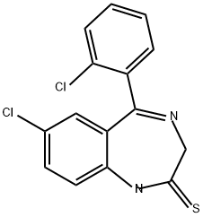 7-chloro 5-(2-chlorophenyl)-1,3-dihydro-2H-(1,4)-benzodiazepine-2-thione Structure
