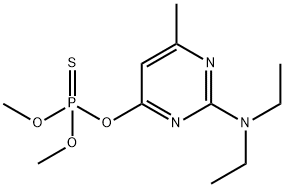 チオりん酸O,O-ジメチルO-[2-(ジエチルアミノ)-6-メチル-4-ピリミジニル] 化学構造式