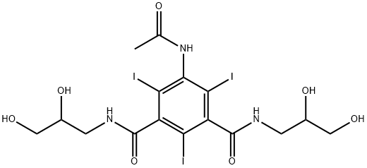 5-(Acetamido)-N,N'-bis(2,3-dihydroxypropyl)-2,4,6-triiodo-1,3-benzenedicarboxamide Struktur